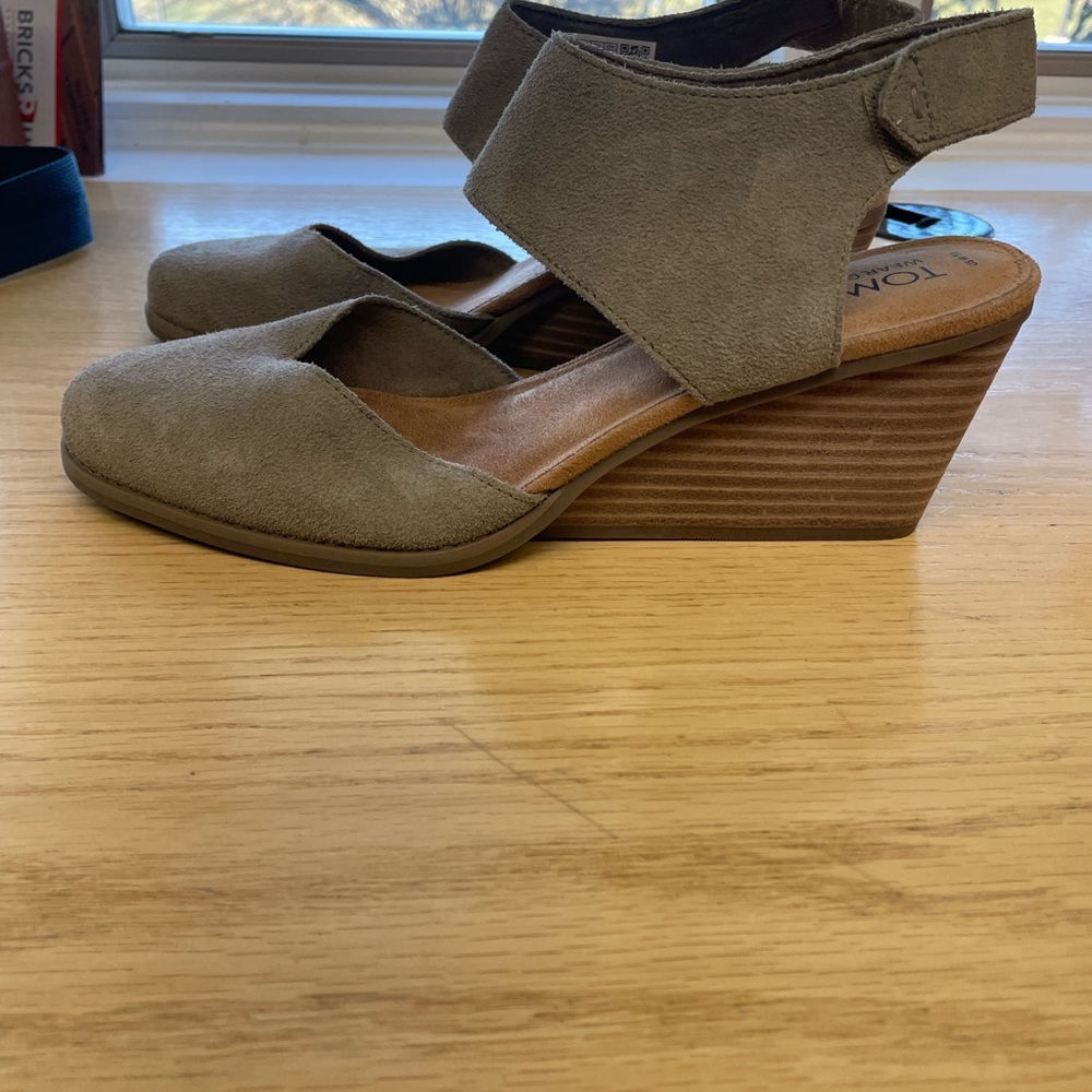 TOMS Taupe Suede D'Orsay Sandals - Picture 2 of 3